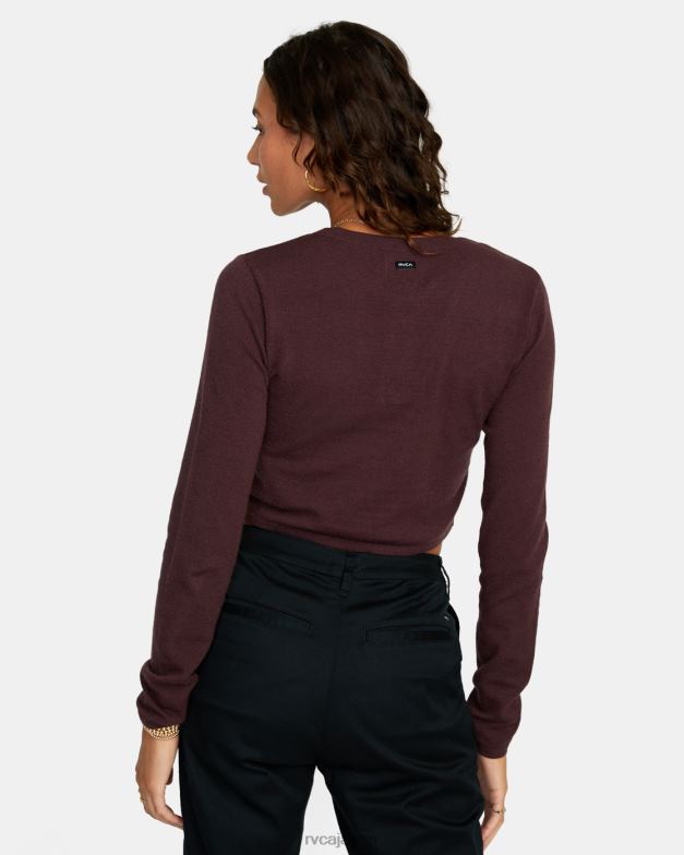 衣類 TP8J1666 エスプレッソ RVCA 女性 スクールダンス クロップド カーディガン セーター