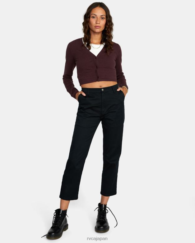 衣類 TP8J1666 エスプレッソ RVCA 女性 スクールダンス クロップド カーディガン セーター