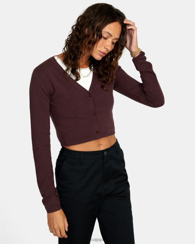 衣類 TP8J1666 エスプレッソ RVCA 女性 スクールダンス クロップド カーディガン セーター