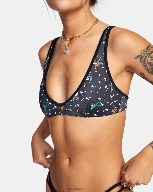 泳ぐ TP8J1684 黒 RVCA 女性 lp x klw アンケージドブラレットビキニトップ