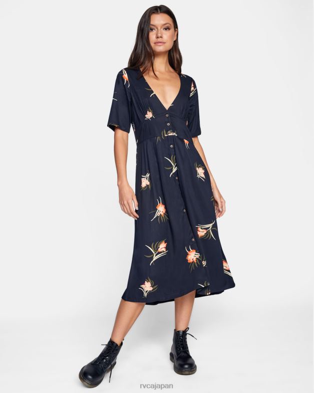 衣類 TP8J1687 本当の黒 RVCA 女性 アベニューミディド​​レス