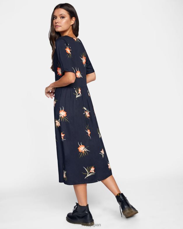 衣類 TP8J1687 本当の黒 RVCA 女性 アベニューミディド​​レス