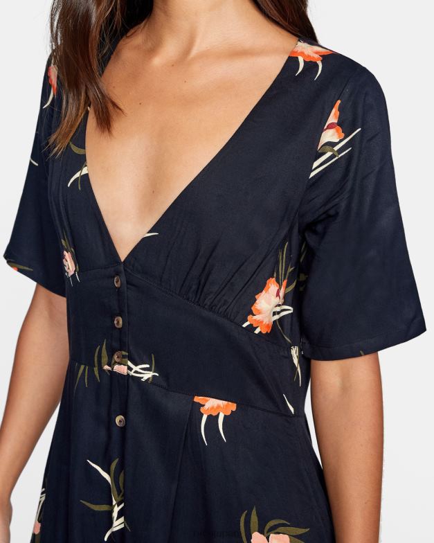 衣類 TP8J1687 本当の黒 RVCA 女性 アベニューミディド​​レス