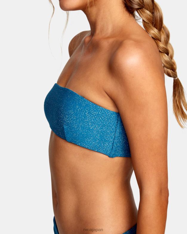 泳ぐ TP8J1696 シュノーケルブルー RVCA 女性 ブライトサイド バンドゥ ビキニ トップ