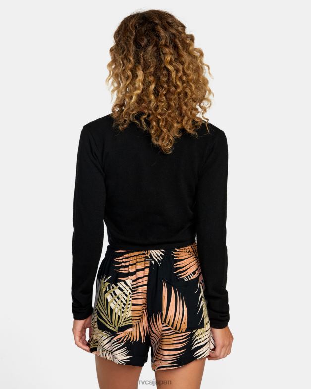 衣類 TP8J1707 黒 RVCA 女性 スクールダンス クロップド カーディガン セーター