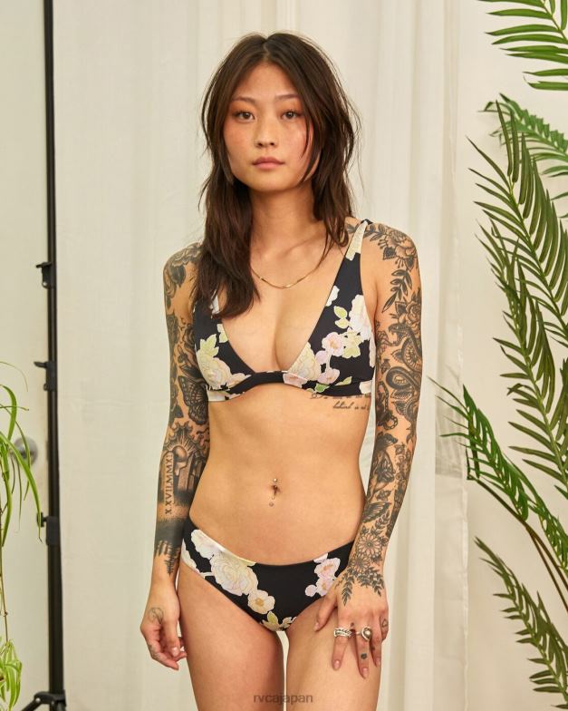 泳ぐ TP8J1720 黒 RVCA 女性 ローズボーイショートビキニボトムス