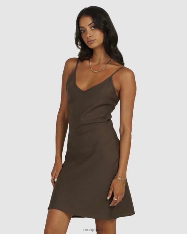 衣類 TP8J1727 コーヒー RVCA 女性 オフデューティバイアスミニドレス