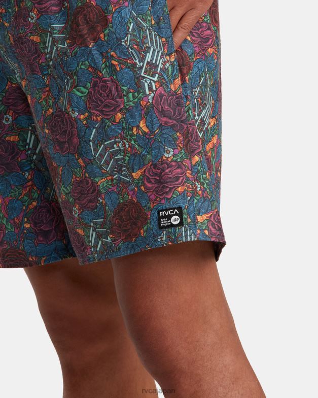 ボトムス TP8J185 マルチ RVCA ユニセックス マーティン アンダー エラスティック ウエスト ボードショーツ 17