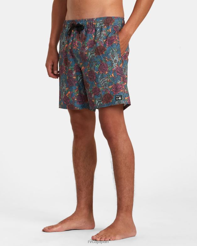ボトムス TP8J185 マルチ RVCA ユニセックス マーティン アンダー エラスティック ウエスト ボードショーツ 17