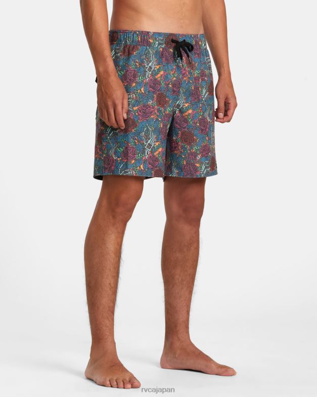 ボトムス TP8J185 マルチ RVCA ユニセックス マーティン アンダー エラスティック ウエスト ボードショーツ 17