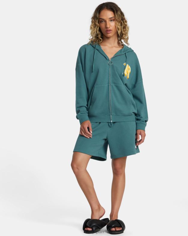 衣類 TP8J233 ティール RVCA 女性 ローズマチャド リサイクル ジップアップ パーカー