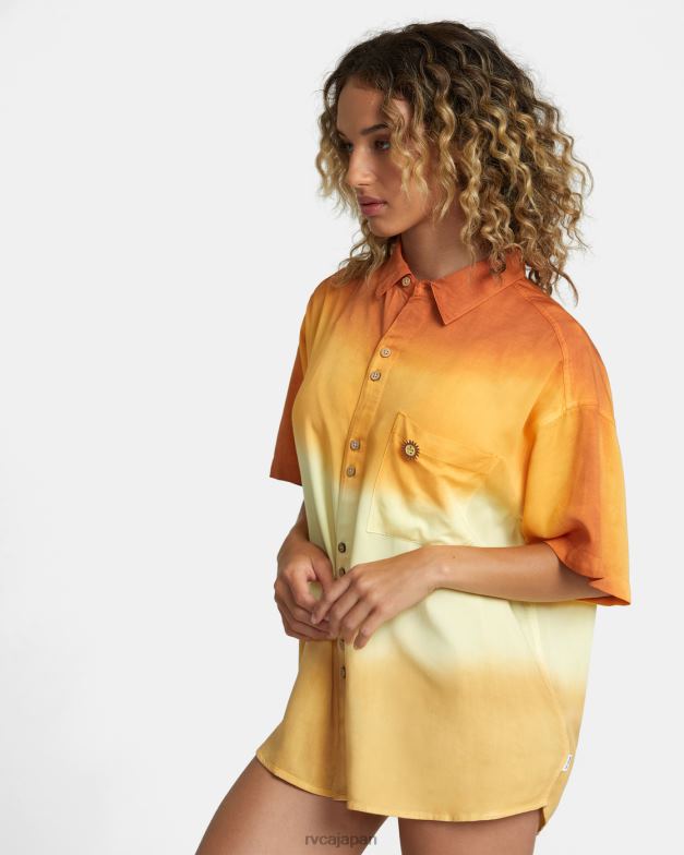 衣類 TP8J237 レモンメレンゲ RVCA 女性 ローズ・マチャド・スワミ半袖シャツ