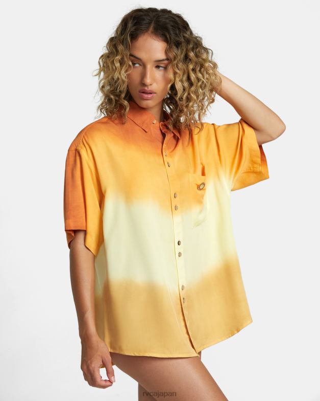 衣類 TP8J237 レモンメレンゲ RVCA 女性 ローズ・マチャド・スワミ半袖シャツ