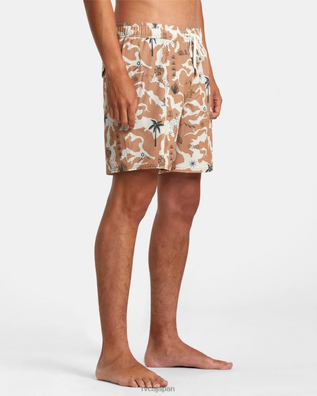 ボトムス TP8J239 キャメル RVCA ユニセックス アトラス エラスティック ウエスト ボードショーツ 17