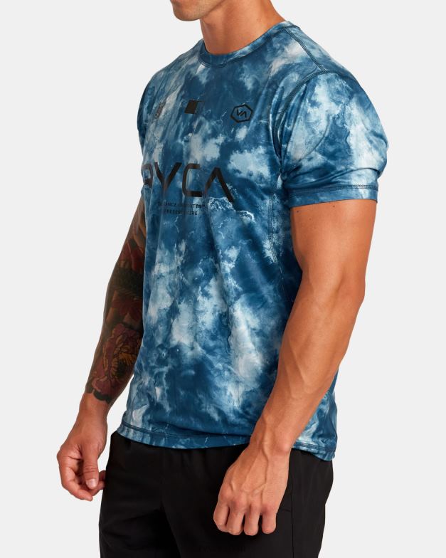 衣類 TP8J23 ティールのタイダイ RVCA 男性 ベント VA スポーツ バッジ テクニカル トレーニング T シャツ