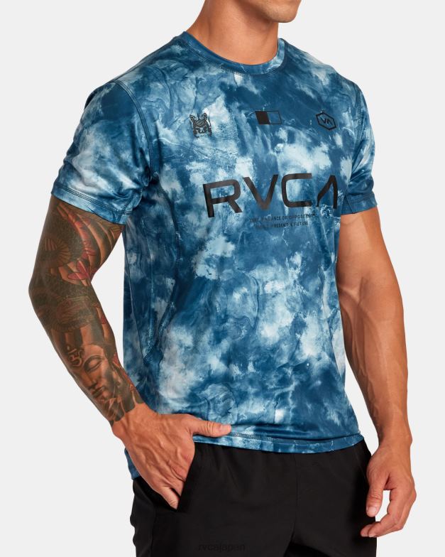 衣類 TP8J23 ティールのタイダイ RVCA 男性 ベント VA スポーツ バッジ テクニカル トレーニング T シャツ