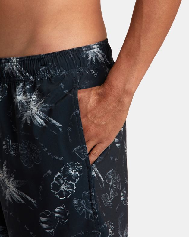 ボトムス TP8J24 黒 RVCA ユニセックス VA ピグメント エラスティック ウエスト ボードショーツ 17