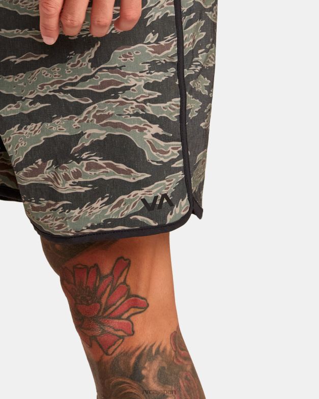 衣類 TP8J285 タイガーカモ RVCA 男性 ヨガー ハイブリッド エラスティック ウエスト アスレチック ショーツ 17