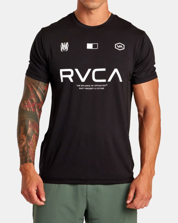 衣類 TP8J290 黒 RVCA 男性 ベント VA スポーツ バッジ テクニカル トレーニング T シャツ