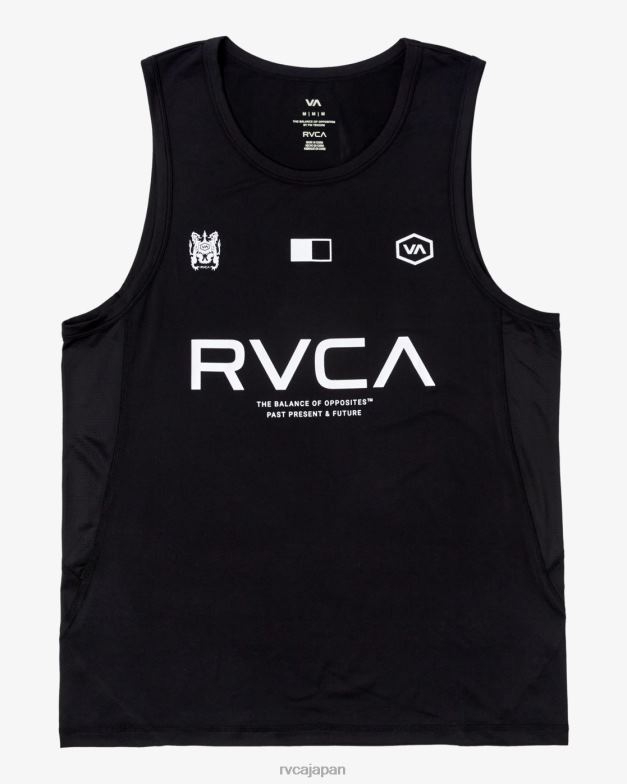 衣類 TP8J304 黒 RVCA 男性 ベント VA スポーツ バッジ テクニカル トレーニング タンク