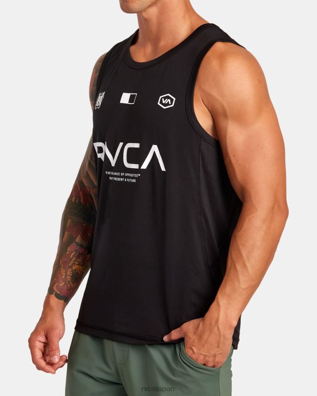 衣類 TP8J304 黒 RVCA 男性 ベント VA スポーツ バッジ テクニカル トレーニング タンク