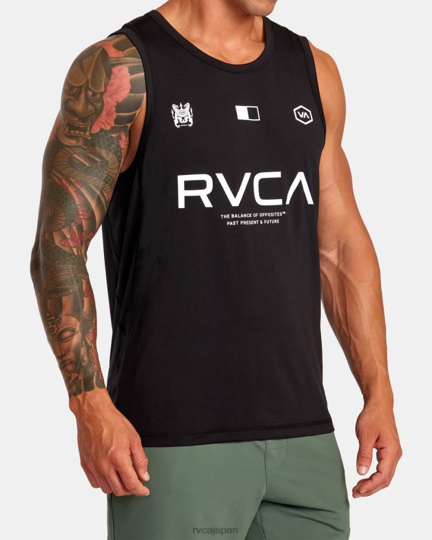 衣類 TP8J304 黒 RVCA 男性 ベント VA スポーツ バッジ テクニカル トレーニング タンク