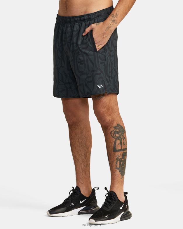 衣類 TP8J319 黒 RVCA 男性 サグローズヨガーストレッチパフォーマンスショーツ