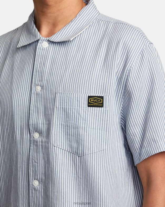 衣類 TP8J340 デジャブルー RVCA 男性 デイシフトストライプⅡ半袖シャツ