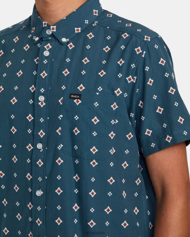 衣類 TP8J355 アヒルブルー RVCA 男性 ドビー半袖シャツで十分です