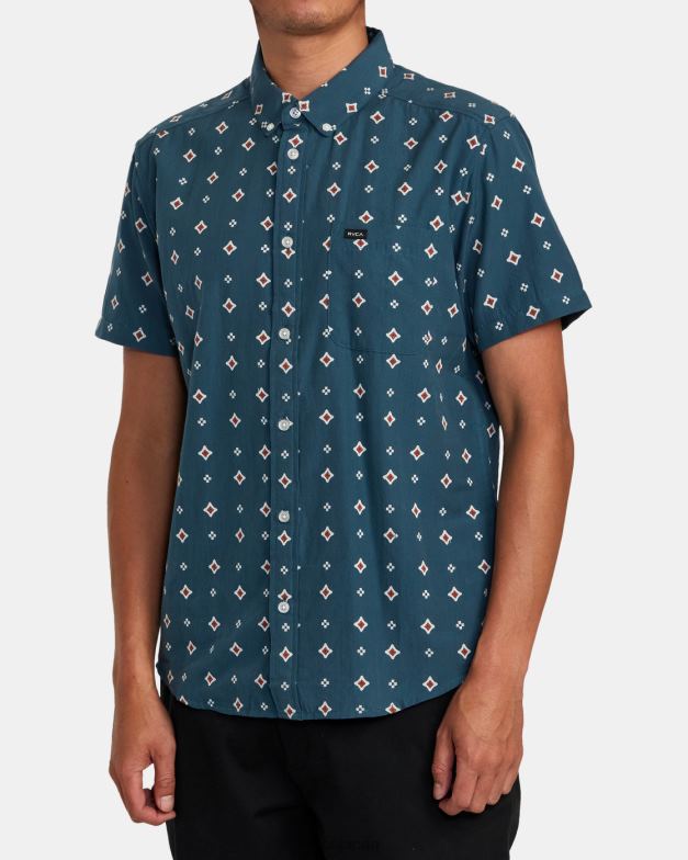 衣類 TP8J355 アヒルブルー RVCA 男性 ドビー半袖シャツで十分です