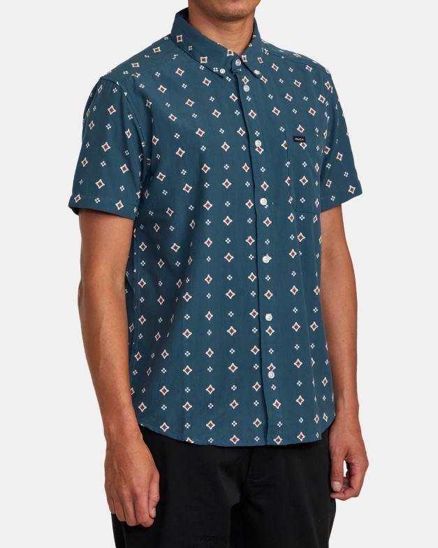 衣類 TP8J355 アヒルブルー RVCA 男性 ドビー半袖シャツで十分です