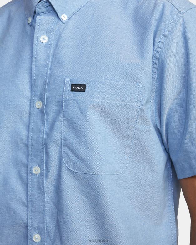 衣類 TP8J374 オックスフォードブルー RVCA 男性 ストレッチ半袖シャツ