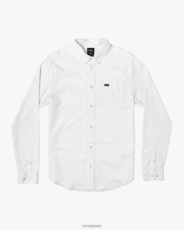 衣類 TP8J388 白 RVCA 男性 ストレッチ入りの長袖シャツです