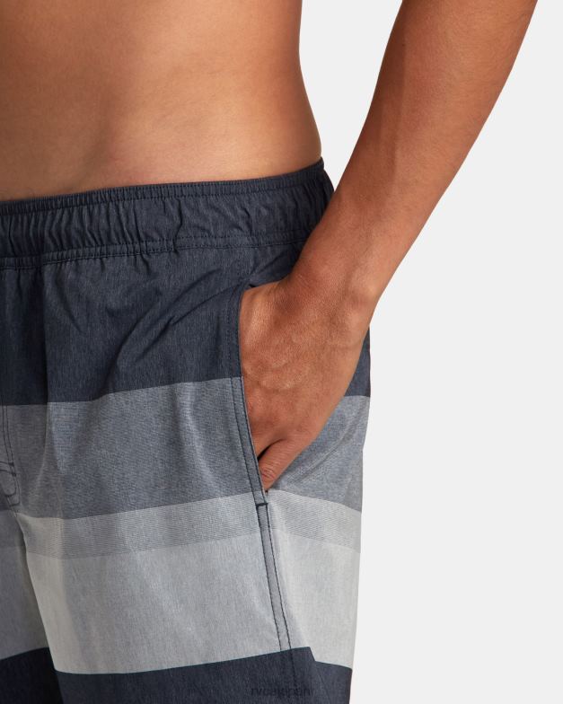 ボトムス TP8J39 ムーディーブルー RVCA ユニセックス ウエストポート ヤーンダイ エラスティック ウエスト ボードショーツ 17