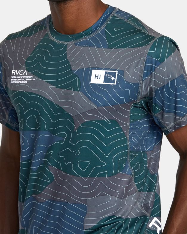 衣類 TP8J438 ハワイトポカモ RVCA 男性 ハワイスポーツベント半袖トレーニングトップ
