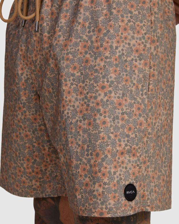 ボトムス TP8J452 カーキ RVCA ユニセックス バーンズ エラスティックウエスト ボードショーツ 17