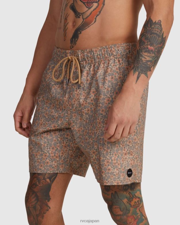 ボトムス TP8J452 カーキ RVCA ユニセックス バーンズ エラスティックウエスト ボードショーツ 17