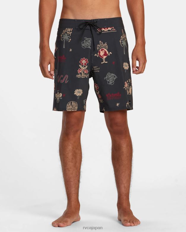 ボトムス TP8J501 黒 RVCA ユニセックス VAピグメントプリントの伸縮性ウエスト