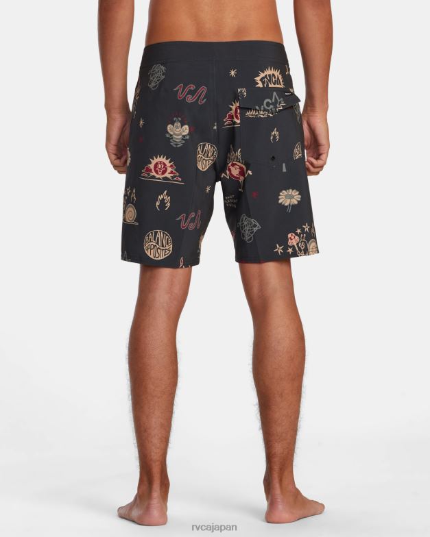 ボトムス TP8J501 黒 RVCA ユニセックス VAピグメントプリントの伸縮性ウエスト