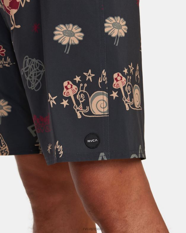 ボトムス TP8J501 黒 RVCA ユニセックス VAピグメントプリントの伸縮性ウエスト
