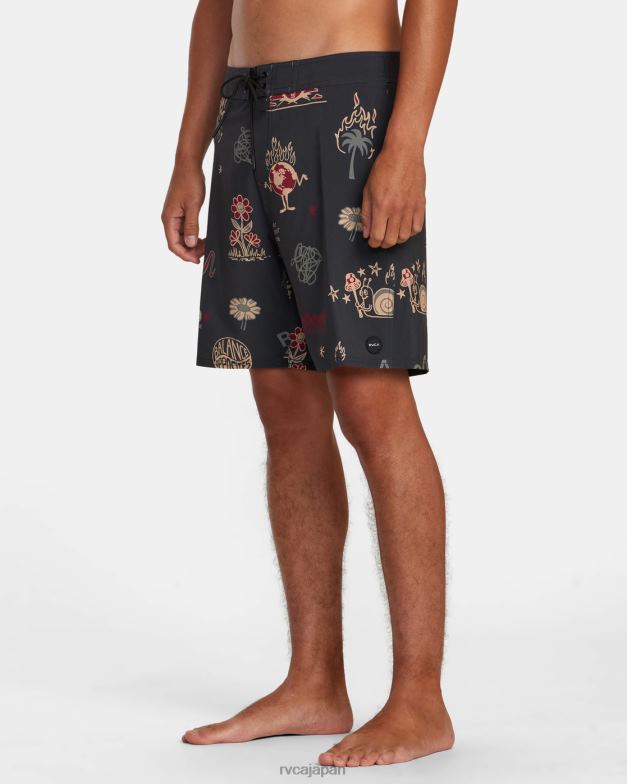 ボトムス TP8J501 黒 RVCA ユニセックス VAピグメントプリントの伸縮性ウエスト