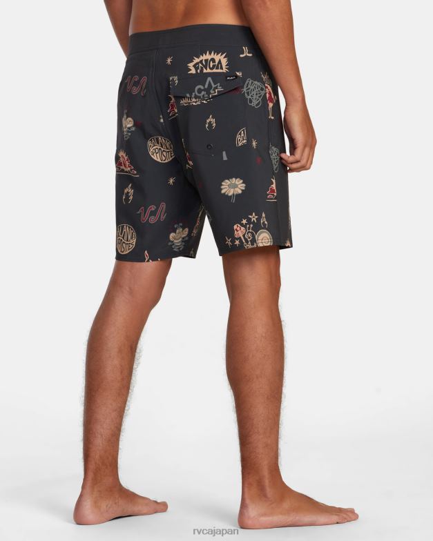 ボトムス TP8J501 黒 RVCA ユニセックス VAピグメントプリントの伸縮性ウエスト