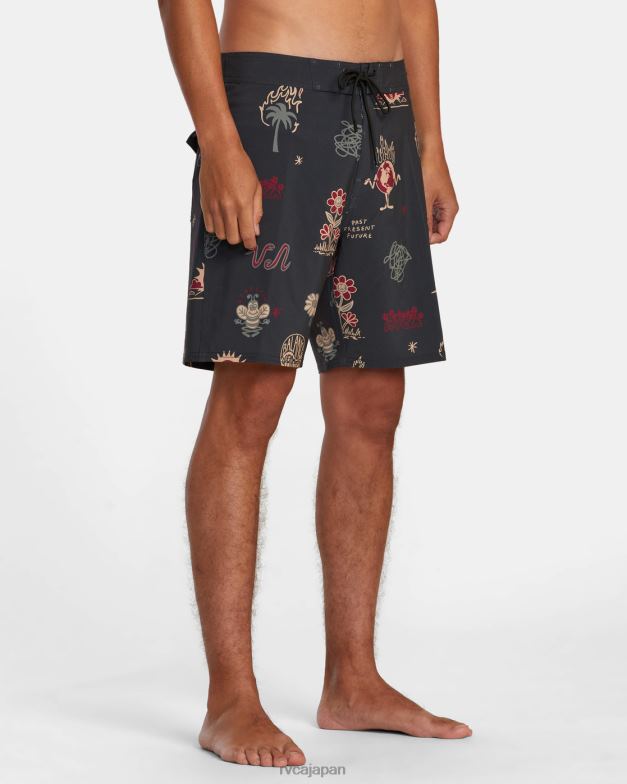 ボトムス TP8J501 黒 RVCA ユニセックス VAピグメントプリントの伸縮性ウエスト