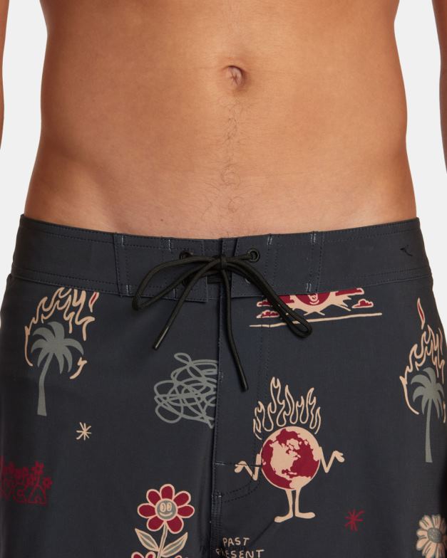 ボトムス TP8J501 黒 RVCA ユニセックス VAピグメントプリントの伸縮性ウエスト