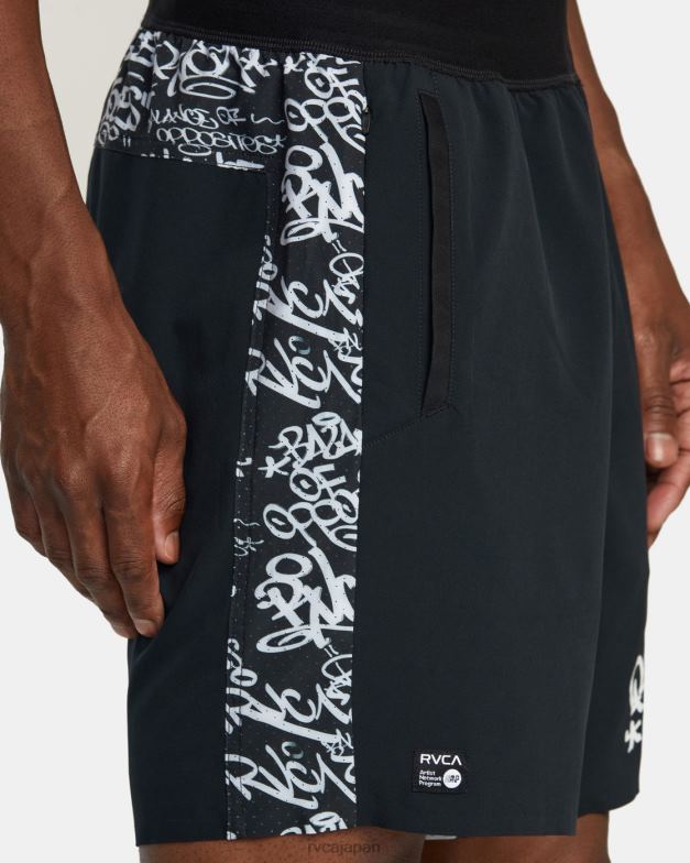 衣類 TP8J509 黒のリモート RVCA 男性 ヨガープラステクニカルトレーニングショーツ