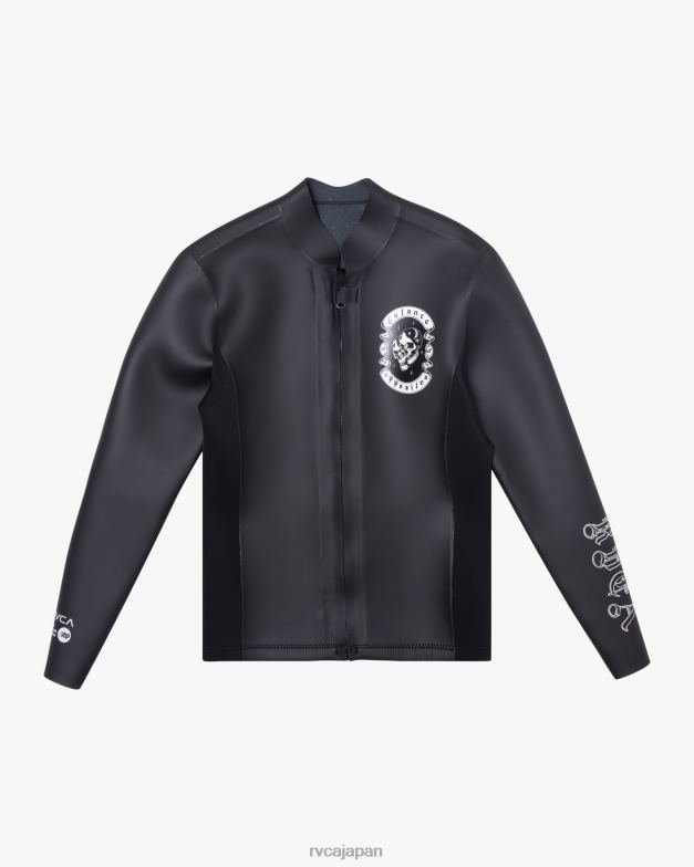 衣類 TP8J629 黒 RVCA ユニセックス 2mm ベンジー アンプ フロント ジップ ウェットスーツ ジャケット