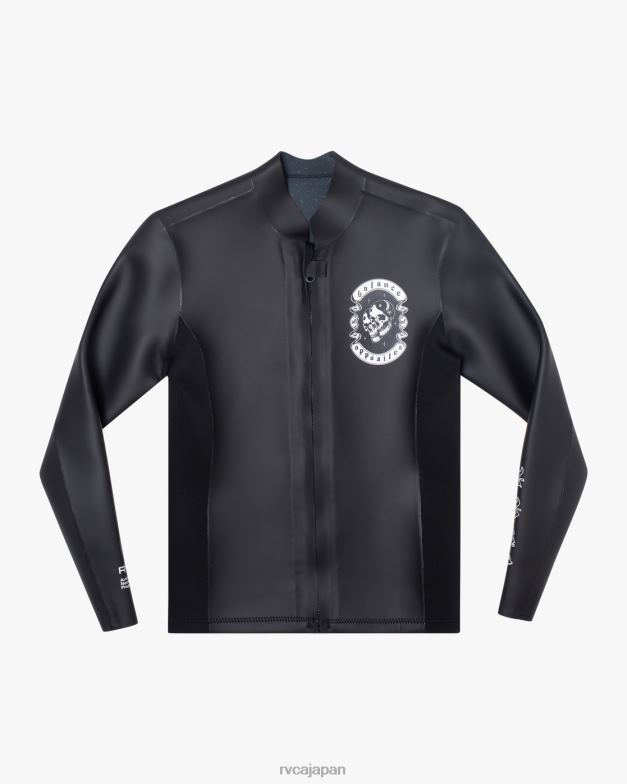 衣類 TP8J629 黒 RVCA ユニセックス 2mm ベンジー アンプ フロント ジップ ウェットスーツ ジャケット