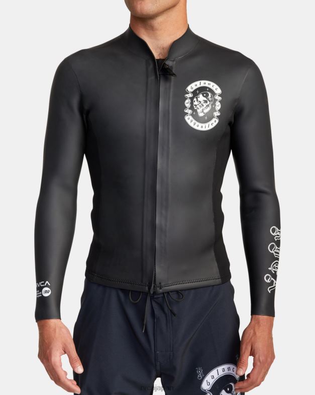 衣類 TP8J629 黒 RVCA ユニセックス 2mm ベンジー アンプ フロント ジップ ウェットスーツ ジャケット