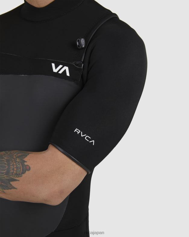 衣類 TP8J635 黒 RVCA ユニセックス 2/2バランスチェストジップ半袖フルスーツ