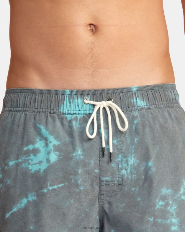 ボトムス TP8J638 黒緑のタイダイ RVCA ユニセックス マニック エラスティック ウエスト ボードショーツ 17